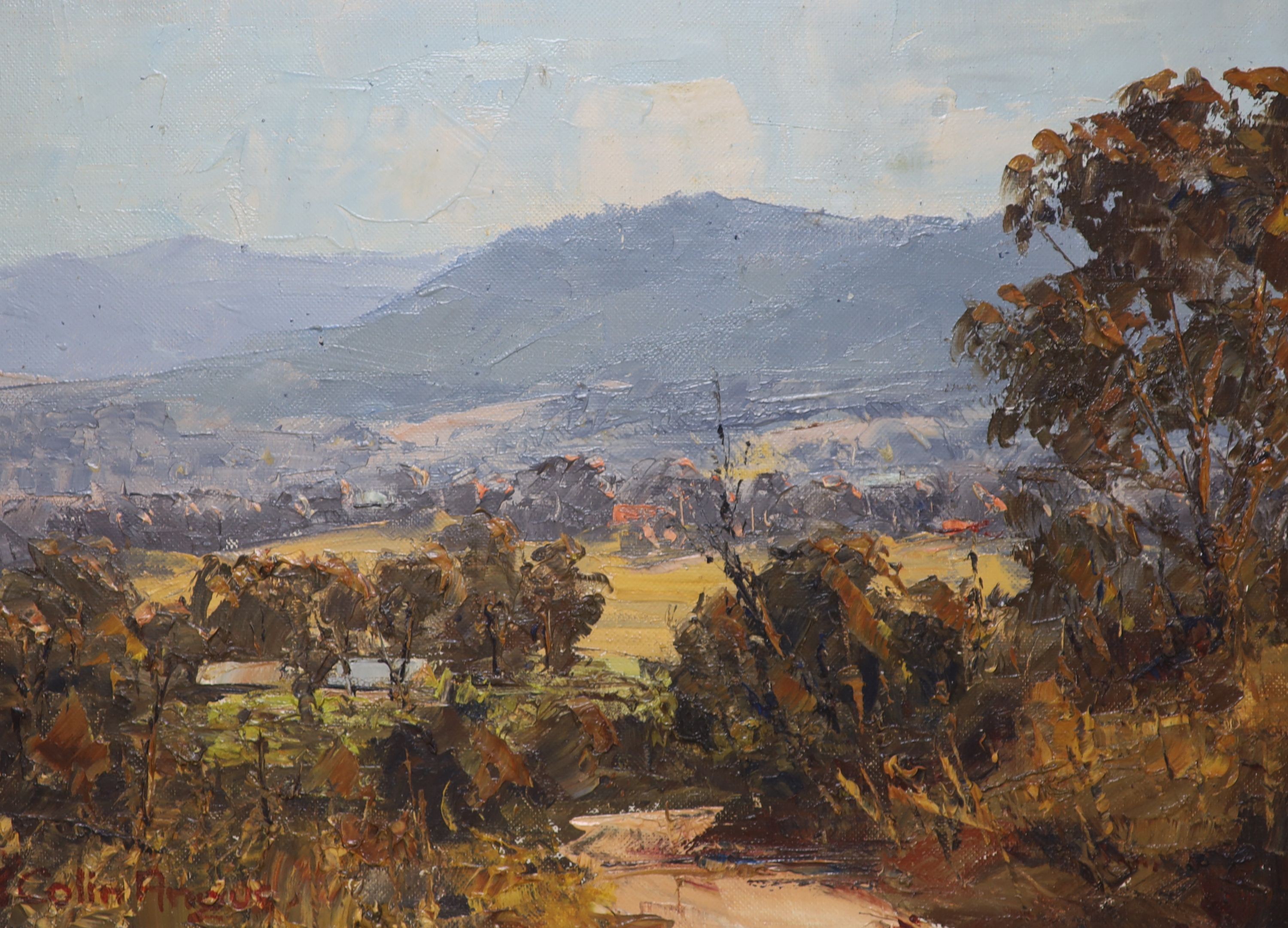 John Colin Angus (Australian 1907-2001), oil on board, The Kiewa Valley, Victoria, signed, 29 x 39cm